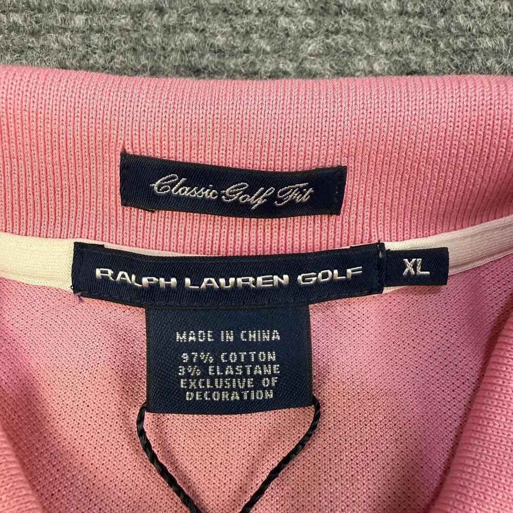 Ralph Lauren Golf Polo Shirt Mens XL Pink Classic Golf Fit Cascata Logo Short